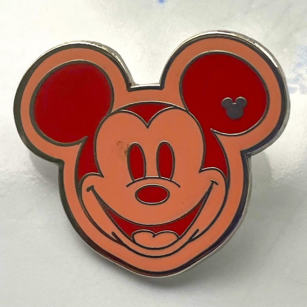 Disney 2008 Mickey Orange Head Colorful Collection Pin - Hidden Mickey